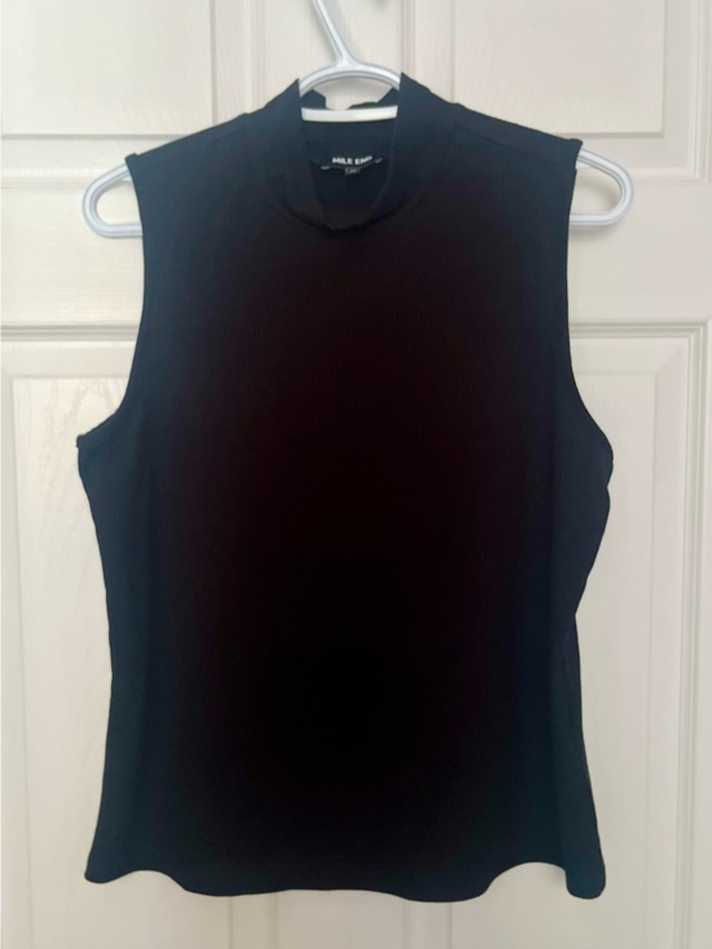 Mile End Tank Top Sleeveless Turtleneck Black Large Women Mockneck Fitted